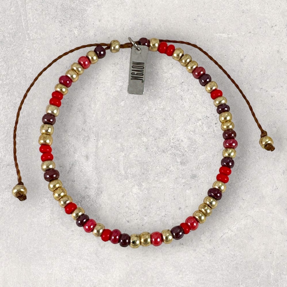 Bohemian Czech Glass Beads Adjustable Yoga Waxed String Bracelet